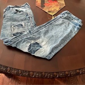 Rock Revival jeans heavily, distressed 38X32